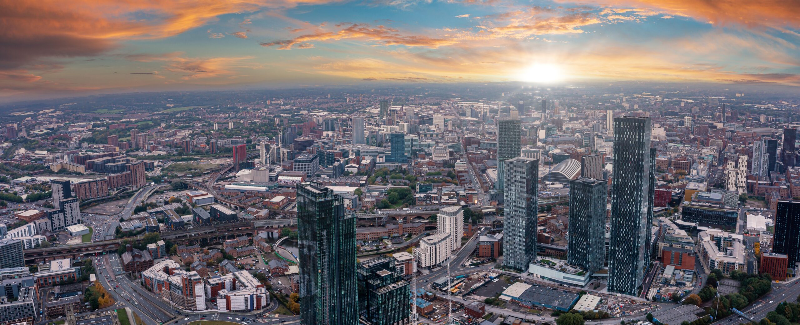 Manchester,,Uk.,August,10,,2021.,Aerial,View,Of,Manchester,City